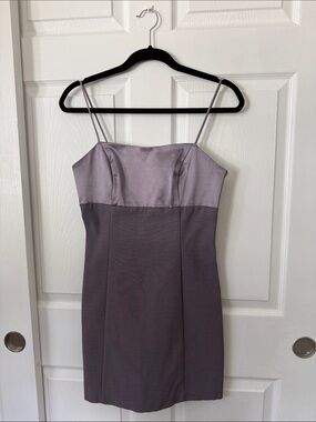 Lavender Two-Tone Satin Bust Mini Dress